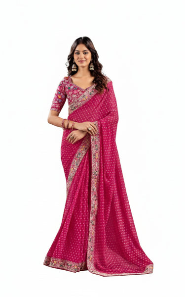 Raw Silk Saree with Embroidered Blouse