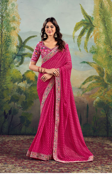 Raw Silk Saree with Embroidered Blouse