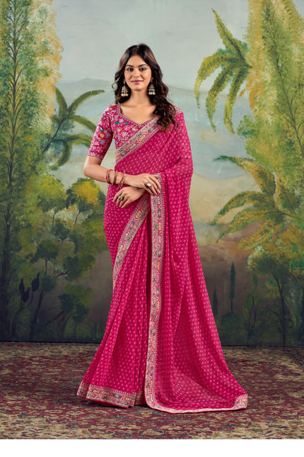 Raw Silk Saree with Embroidered Blouse