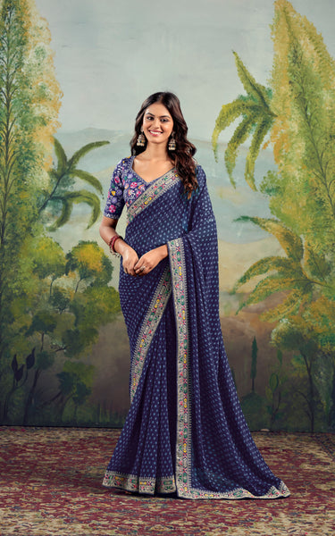 Weightless Raw Silk Saree with Embroidery