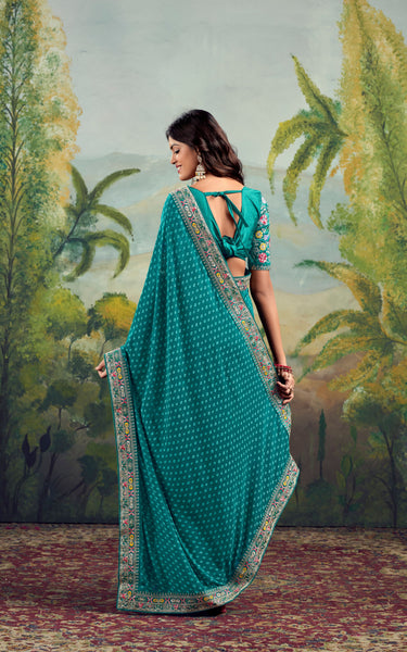 Heavy Raw Silk Saree with Embroidered Blouse