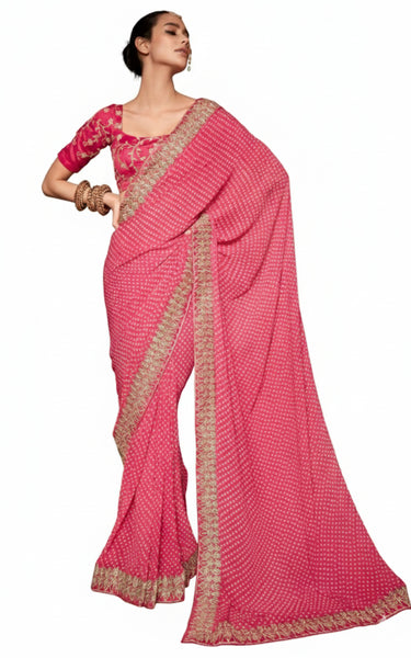 Georgette Saree with Designer Embroidery Blouse