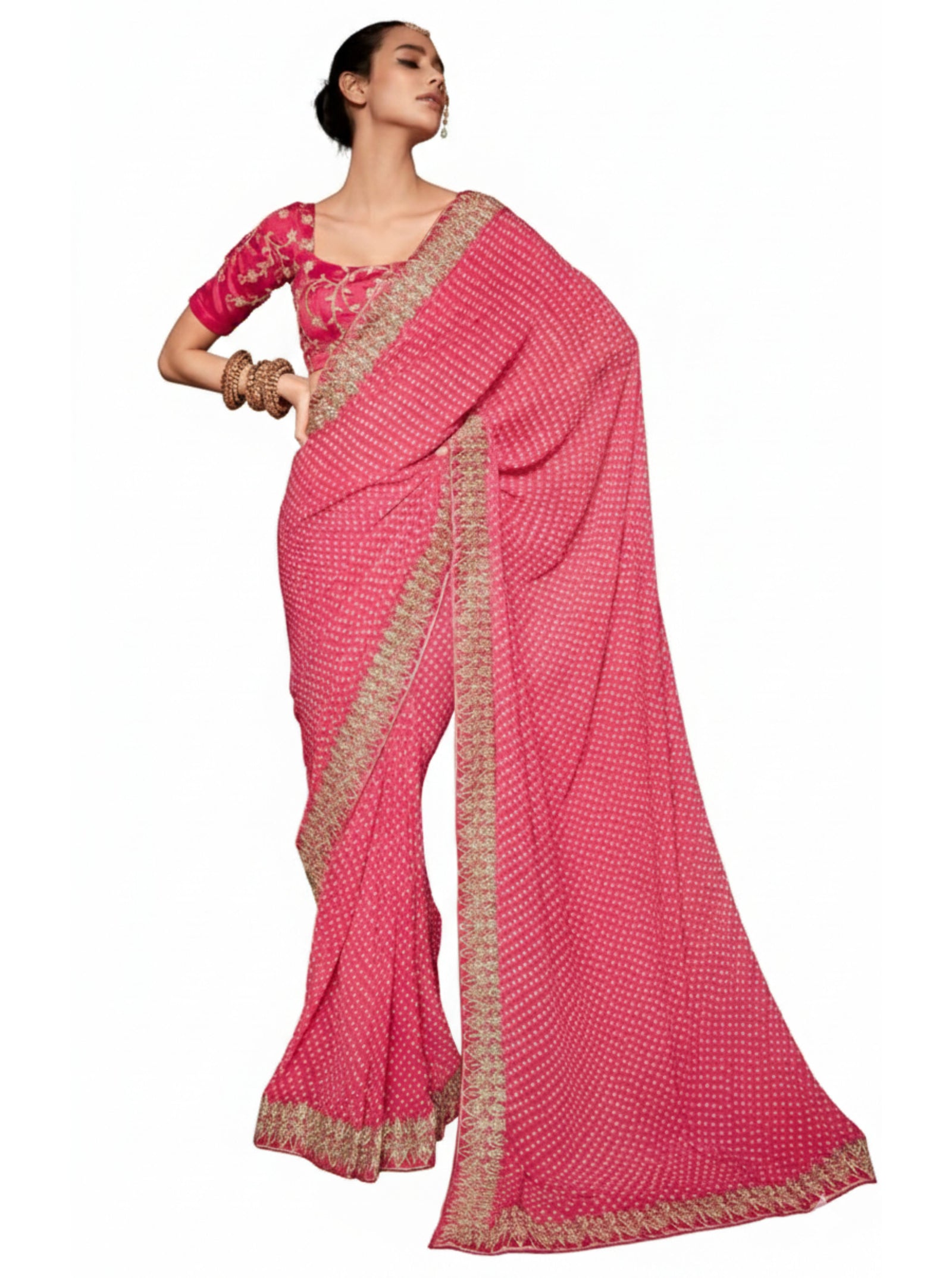 Georgette Saree with Designer Embroidery Blouse