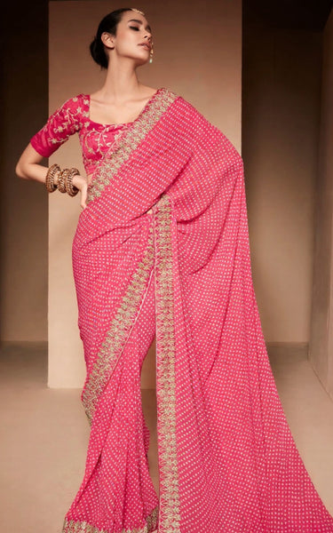 Georgette Saree with Designer Embroidery Blouse