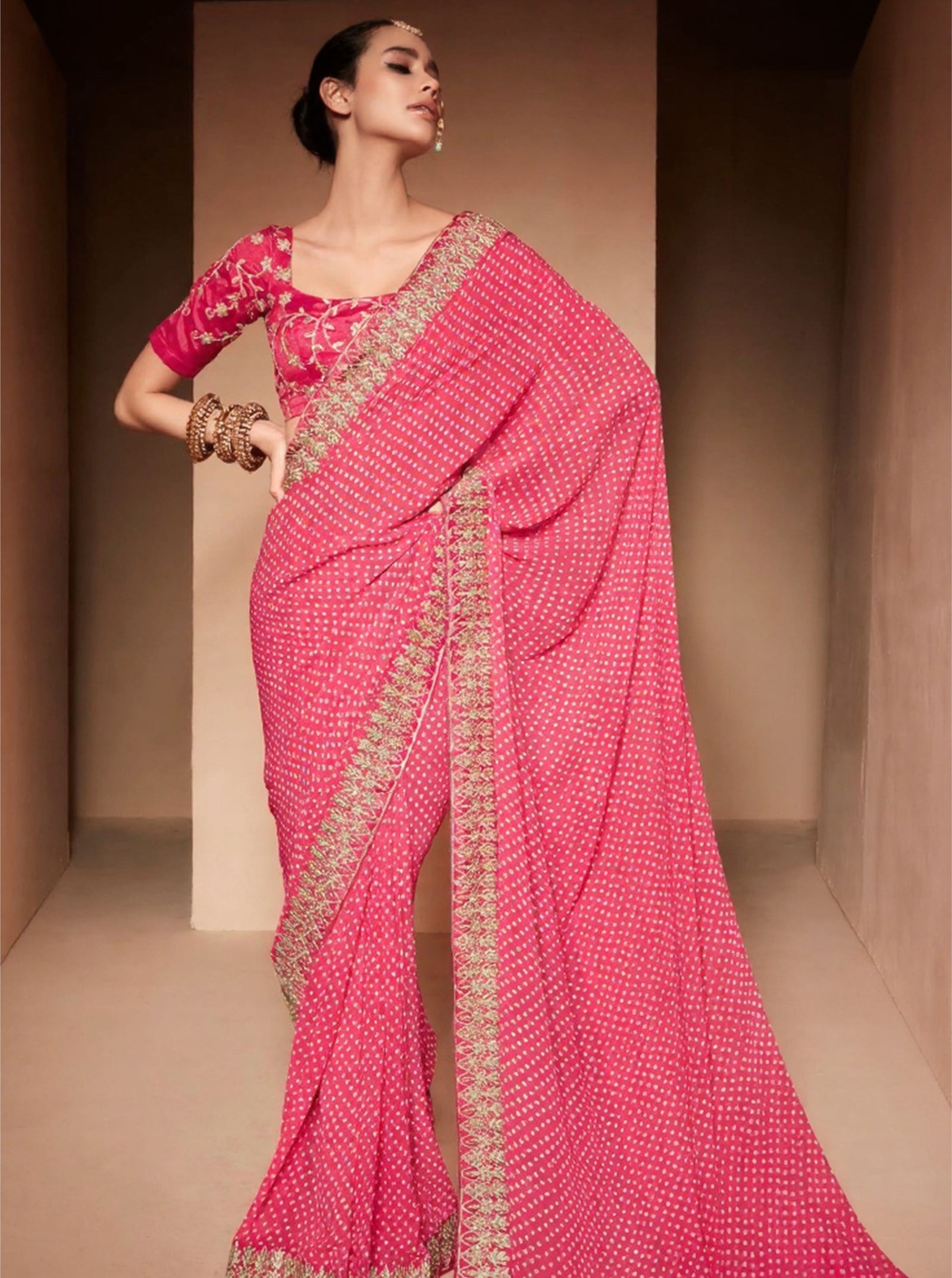 Georgette Saree with Designer Embroidery Blouse