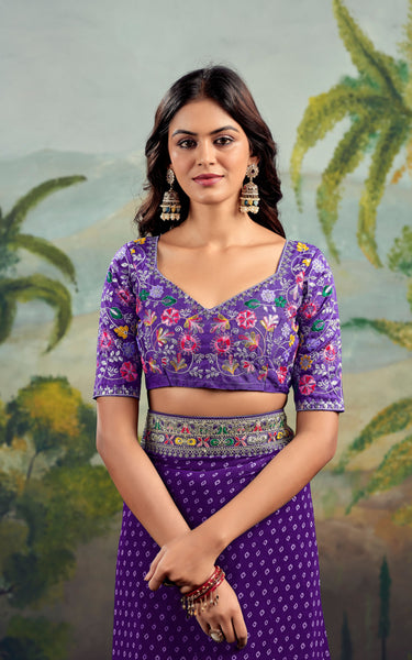 Embroidered Blouse Raw Silk Saree