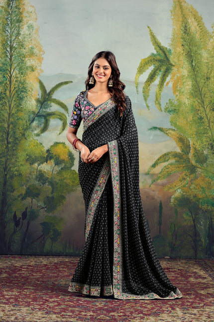 Raw Silk Saree with Designer Embroidery