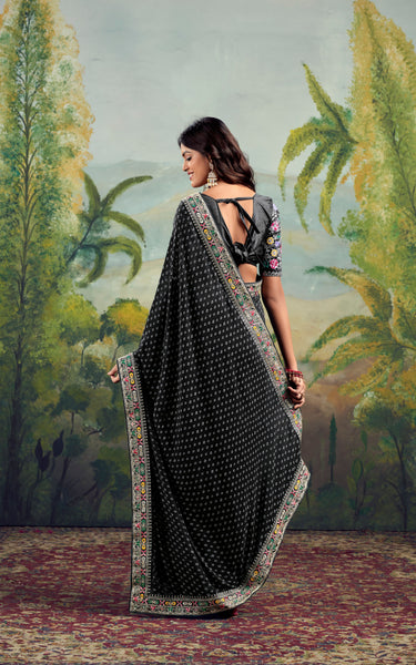 Raw Silk Saree with Designer Embroidery