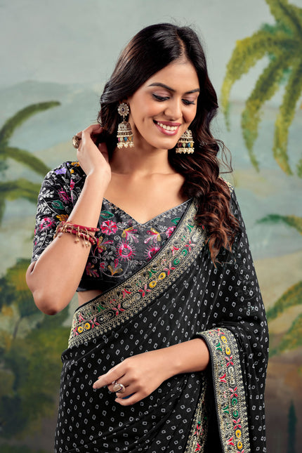 Raw Silk Saree with Designer Embroidery