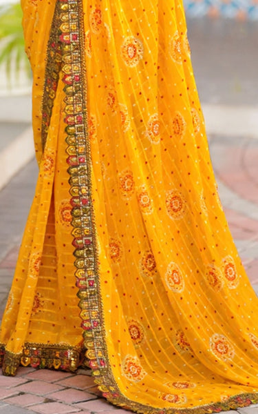 Premium Fancy Georgette Saree with Embroidered Border