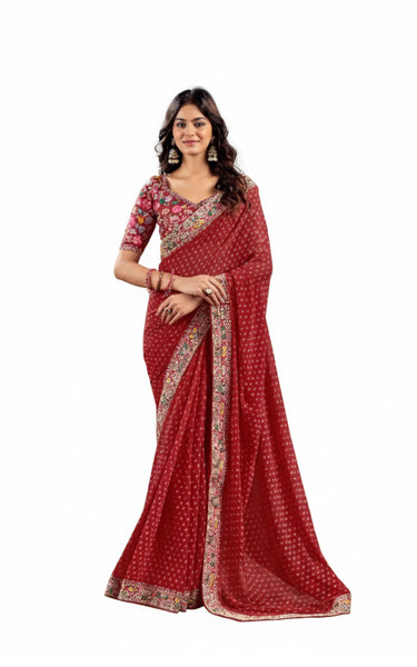 Festive Raw Silk Saree with Embroidery