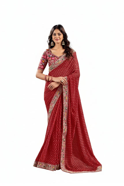 Festive Raw Silk Saree with Embroidery