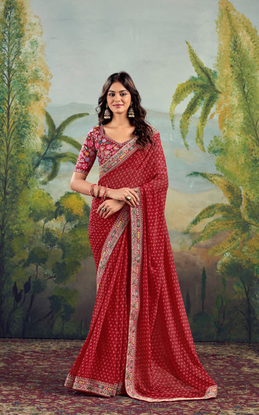 Festive Raw Silk Saree with Embroidery