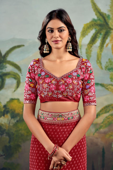 Festive Raw Silk Saree with Embroidery