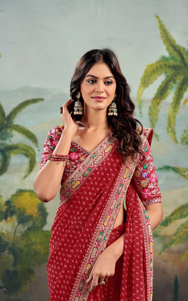 Festive Raw Silk Saree with Embroidery