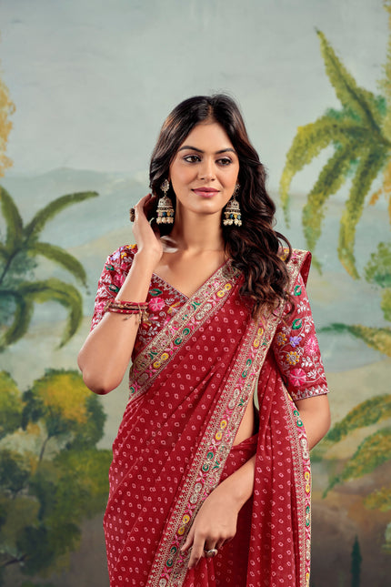 Festive Raw Silk Saree with Embroidery