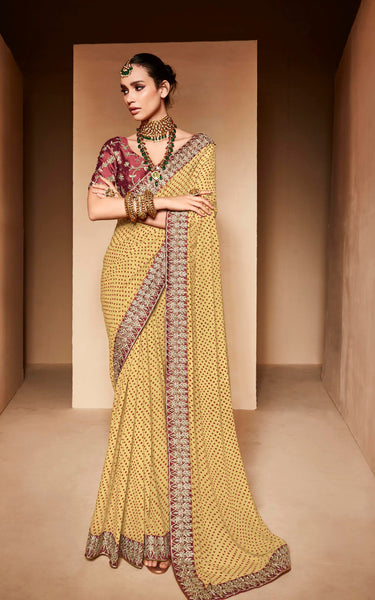 Georgette Saree with Designer Embroidery Blouse