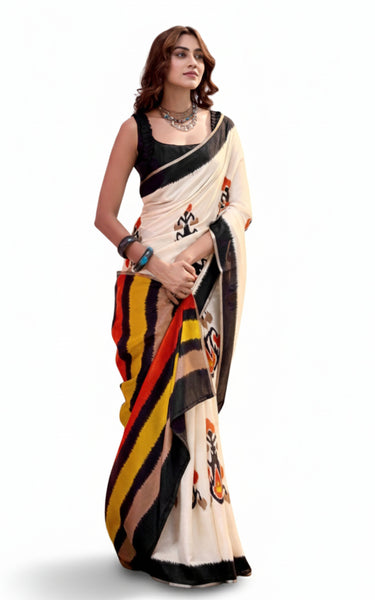 Mal Mal Cotton Saree with zari Border