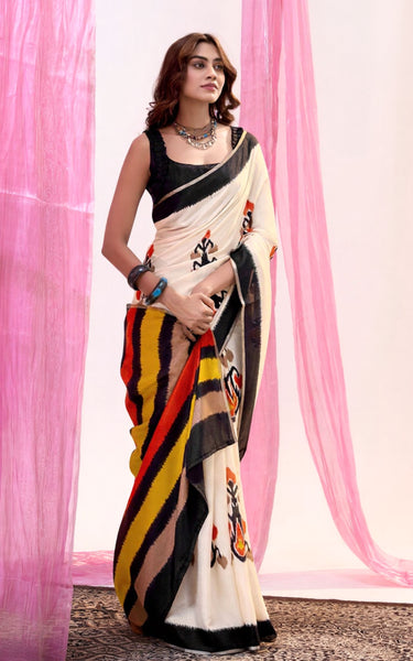 Mal Mal Cotton Saree with zari Border