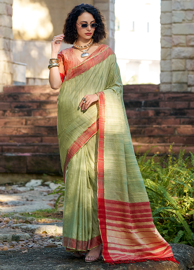 Handloom Katan Saree (Green)
