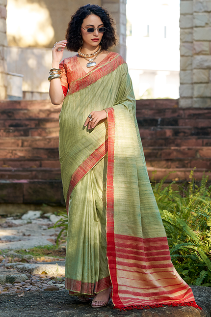 Handloom Katan Saree (Green)