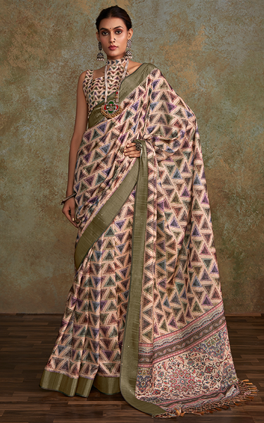 Handloom with All Over Print, Sequence Weaving Saree (Pink)