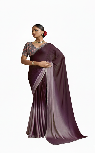 3D Velvet Chiffon Saree with Sequin Blouse