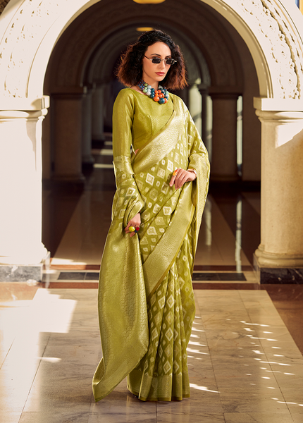Rich Weaving,Tissue Silk Saree (Green)