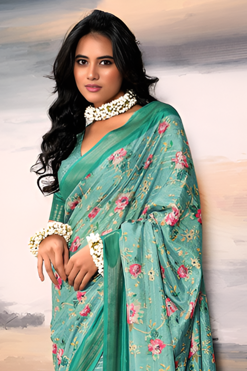 Pure Cotton Silk With Digital Print (Green)