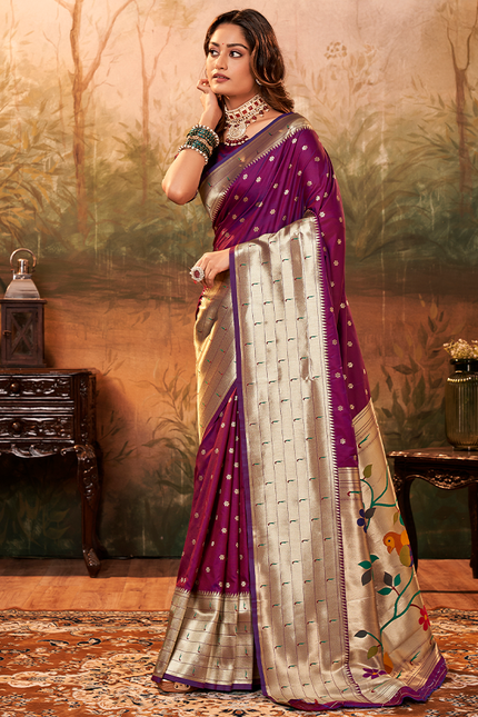 Pure Paithani Silk,Weaving Saree (Red)