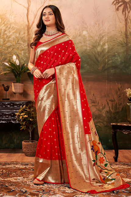 Pure Paithani Silk,Weaving Saree (Violet)