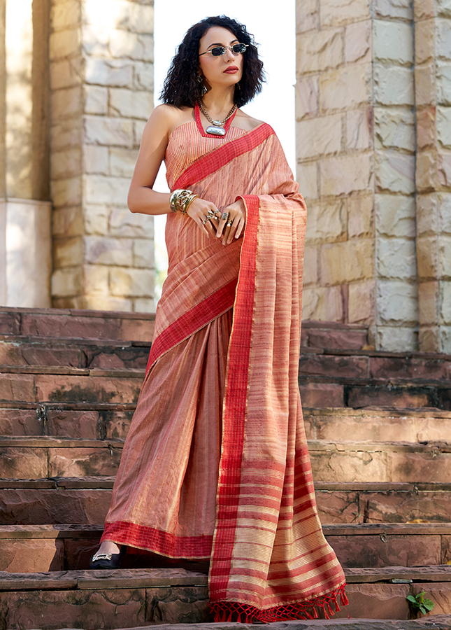 Handloom Katan Saree (Nut Brown)