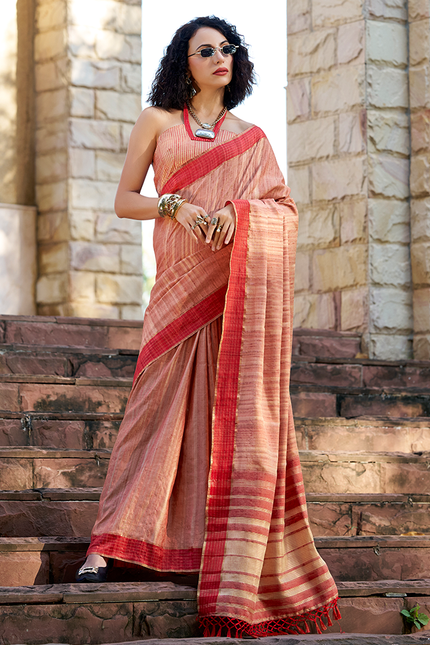 Handloom Katan Saree (Nut Brown)