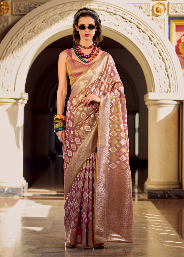 Rich Weaving,Tissue Silk Saree (Purple)