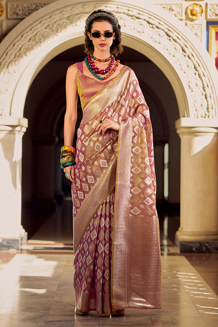 Rich Weaving,Tissue Silk Saree (Purple)