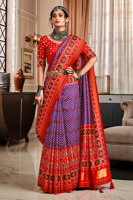 Bandhan Patola,Handloom Silk Saree (Purple)