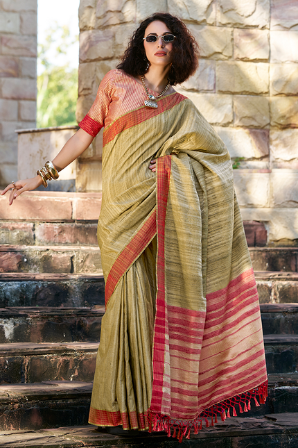 Handloom Katan Saree (Green)
