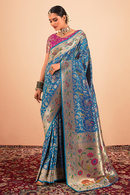 Paithani Silk Saree (Blue)