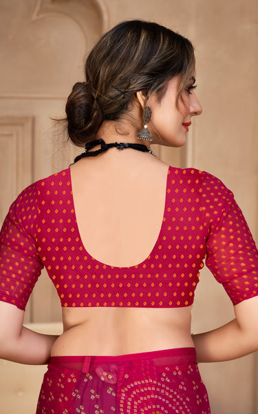 Graphic Print, Printed Bollywood Chiffon, Georgette Saree (Pink)