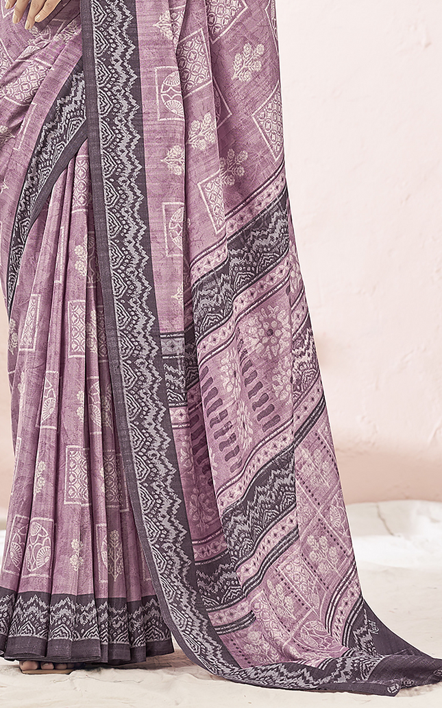 Fancy printed, Tussar Silk Saree (Pink)