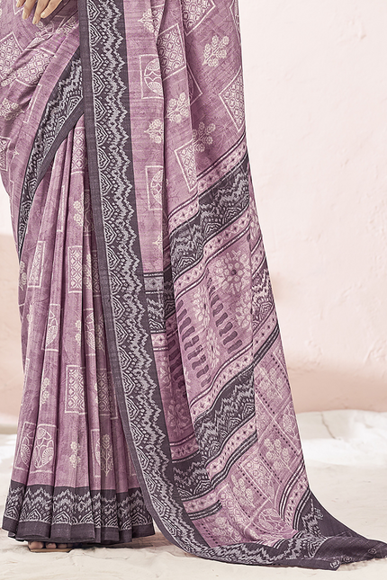 Fancy printed, Tussar Silk Saree (Pink)