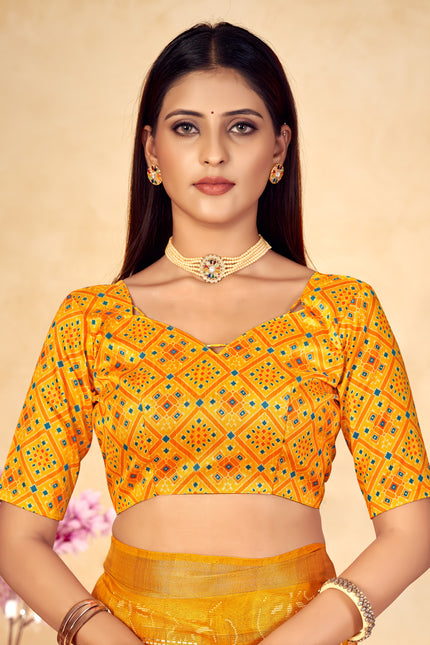 Trendy Shaded Saree With All Over Zari Lining,Soft Cotton Feel (Yellow)