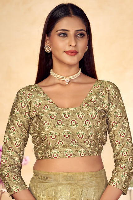 Trendy Shaded Saree With All Over Zari Lining,Soft Cotton Feel (Blue)