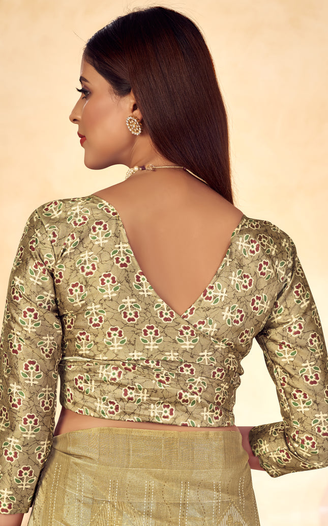 Trendy Shaded Saree With All Over Zari Lining,Soft Cotton Feel (Blue)