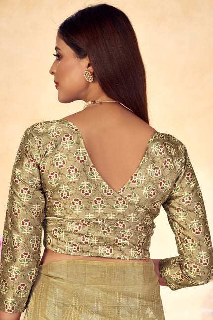 Trendy Shaded Saree With All Over Zari Lining,Soft Cotton Feel (Blue)