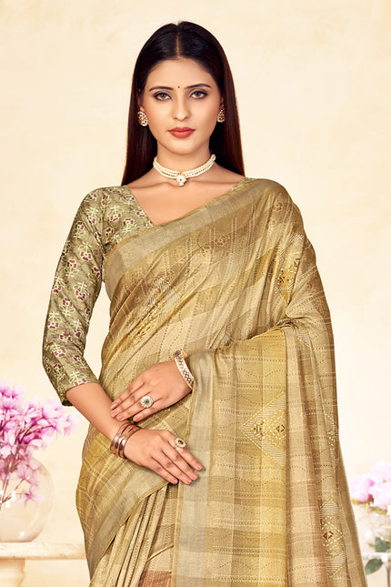 Trendy Shaded Saree With All Over Zari Lining,Soft Cotton Feel (Blue)