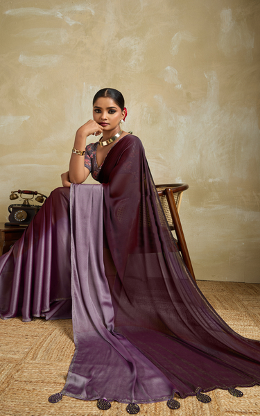 3D Velvet Chiffon Saree with Sequin Blouse