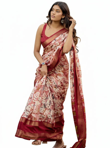 Silk Saree with Matching Jacquard Blouse