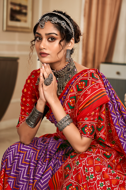 Bandhan Patola,Handloom Silk Saree (Purple)