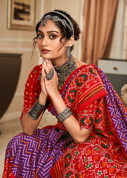 Bandhan Patola,Handloom Silk Saree (Purple)